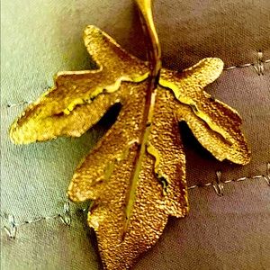 Vintage 1960 BSK Brooch Gold Tone Leaf